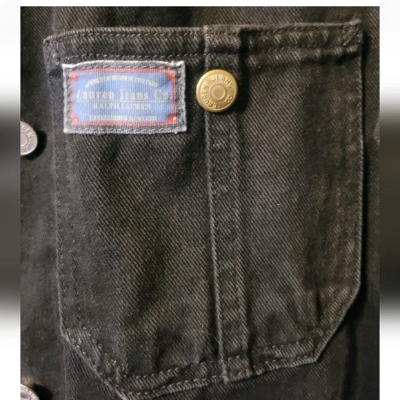 Ralph Lauren Denim Jeans Co Barn Chore Jacket Medium Denim Black Coat VTG Y2K - Picture 3 of 6